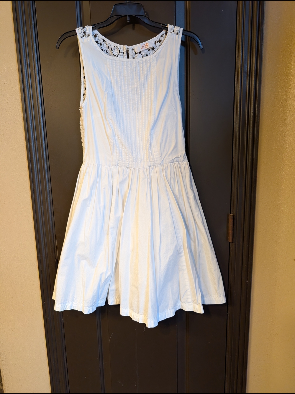 White Sleeveless Lace-Back Fit & Flare Dress by Joe